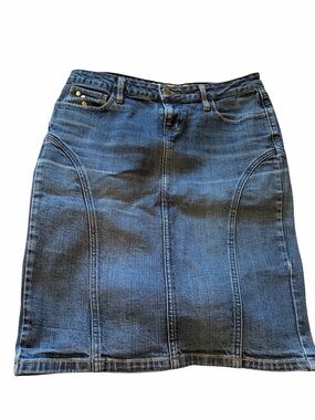 HINT Dark Wash Denim Skirt - Classic A-Line-Size 7 -98% Cotton/ 2% Spandex